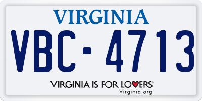 VA license plate VBC4713