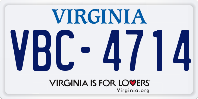 VA license plate VBC4714