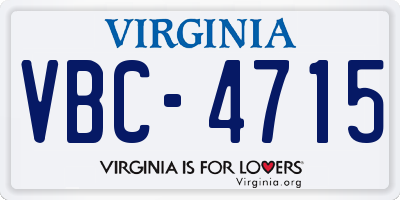 VA license plate VBC4715