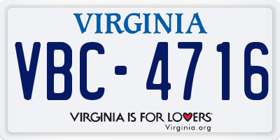 VA license plate VBC4716