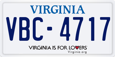 VA license plate VBC4717
