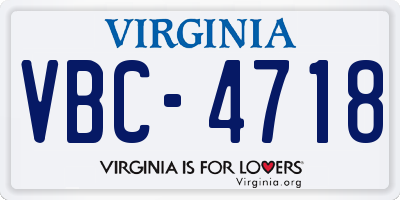 VA license plate VBC4718