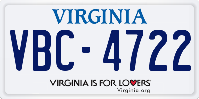 VA license plate VBC4722