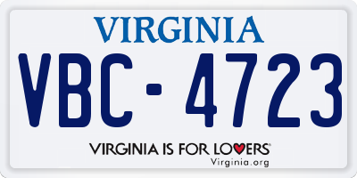 VA license plate VBC4723