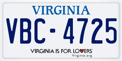 VA license plate VBC4725