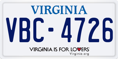 VA license plate VBC4726