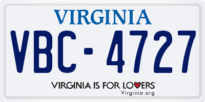 VA license plate VBC4727