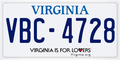 VA license plate VBC4728