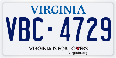 VA license plate VBC4729