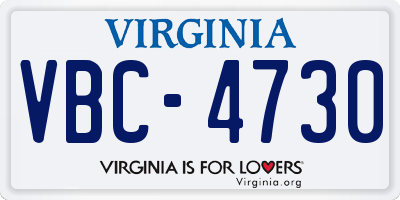 VA license plate VBC4730