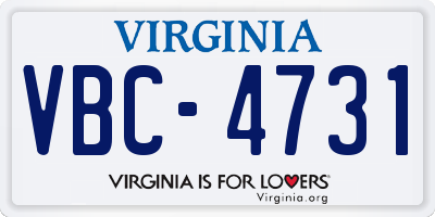 VA license plate VBC4731