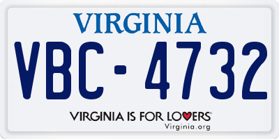 VA license plate VBC4732