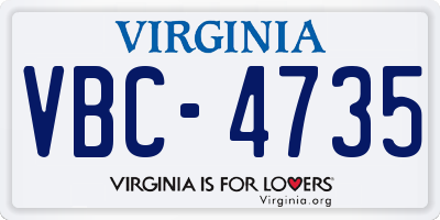 VA license plate VBC4735