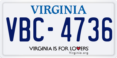 VA license plate VBC4736