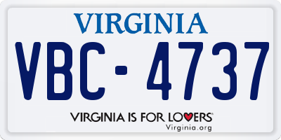 VA license plate VBC4737