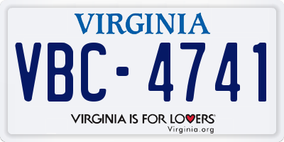 VA license plate VBC4741