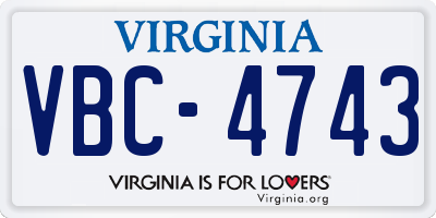 VA license plate VBC4743