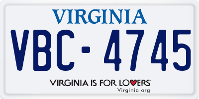 VA license plate VBC4745