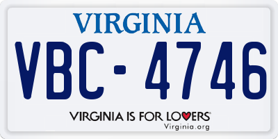 VA license plate VBC4746