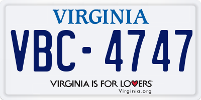 VA license plate VBC4747