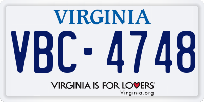 VA license plate VBC4748