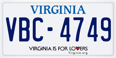 VA license plate VBC4749
