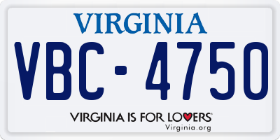 VA license plate VBC4750