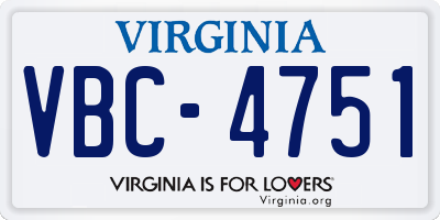VA license plate VBC4751