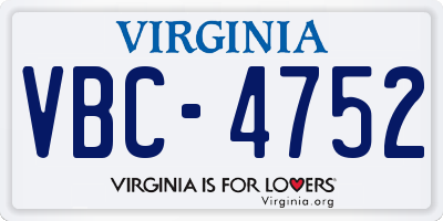VA license plate VBC4752