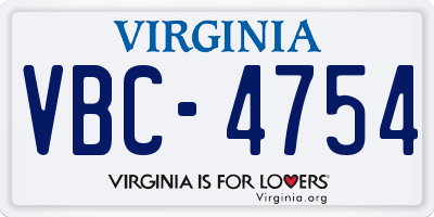 VA license plate VBC4754