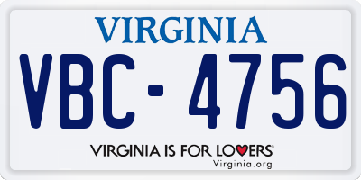 VA license plate VBC4756