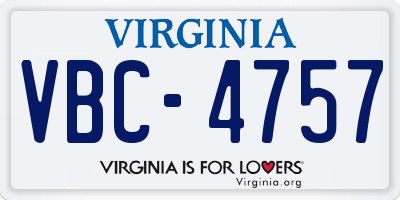 VA license plate VBC4757