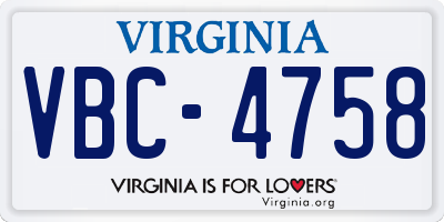 VA license plate VBC4758