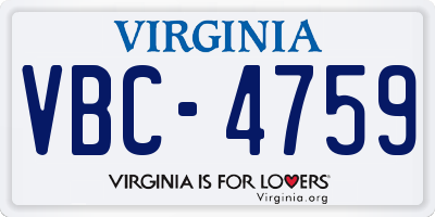 VA license plate VBC4759