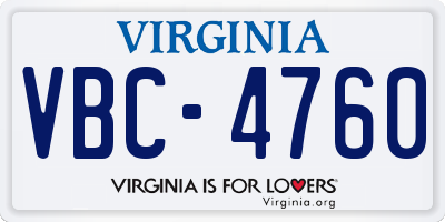 VA license plate VBC4760