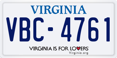VA license plate VBC4761