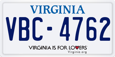 VA license plate VBC4762