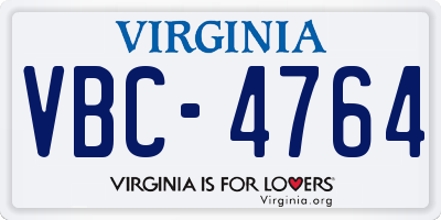 VA license plate VBC4764