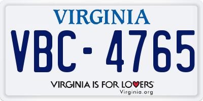 VA license plate VBC4765