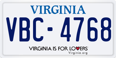 VA license plate VBC4768