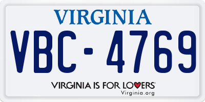 VA license plate VBC4769