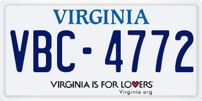 VA license plate VBC4772