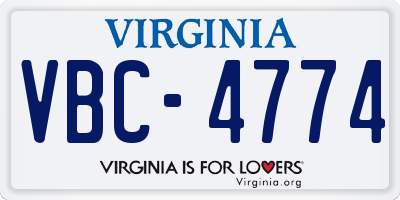 VA license plate VBC4774