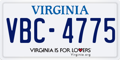 VA license plate VBC4775