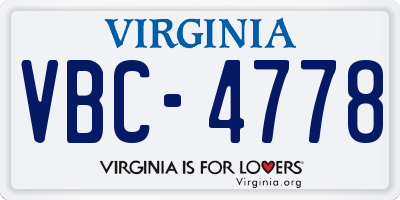 VA license plate VBC4778