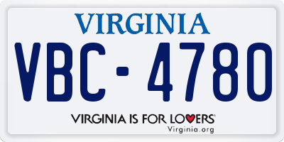 VA license plate VBC4780