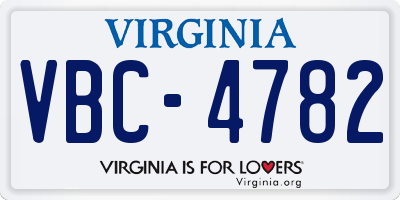 VA license plate VBC4782