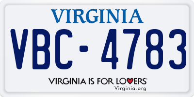 VA license plate VBC4783