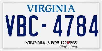VA license plate VBC4784