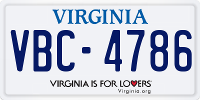 VA license plate VBC4786